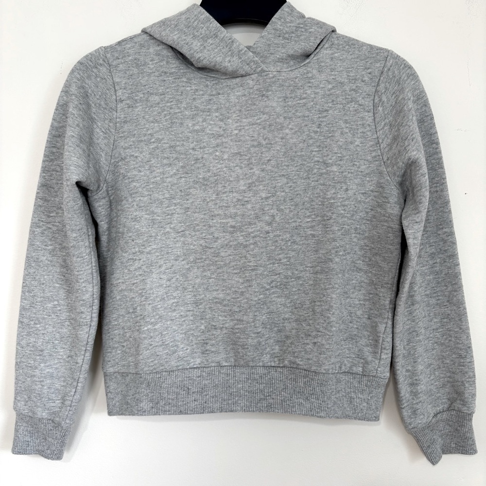 ID Ideology big Girl's Gray Pullover Fleece Lined Slouchy Cropped Hoodie 10/12